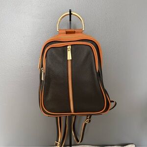 Valentina Genuine Pebbled Leather Sling Backpack Shoulder Bag Purse Black Italy